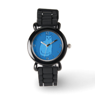 Montre Chat moderne du milieu du siècle, Cobalt et Bleu c
