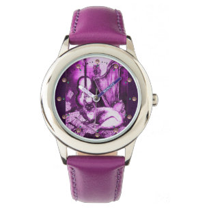 Montre CHAT MUSICAL AVEC OWL, Blanc Violet