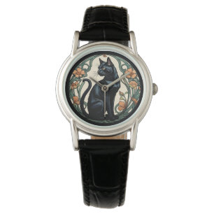 Montre Chat noir Art Nouveau