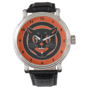 Montre Chat noir d'Halloween Vintage