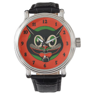 Montre Chat noir d'Halloween Vintage