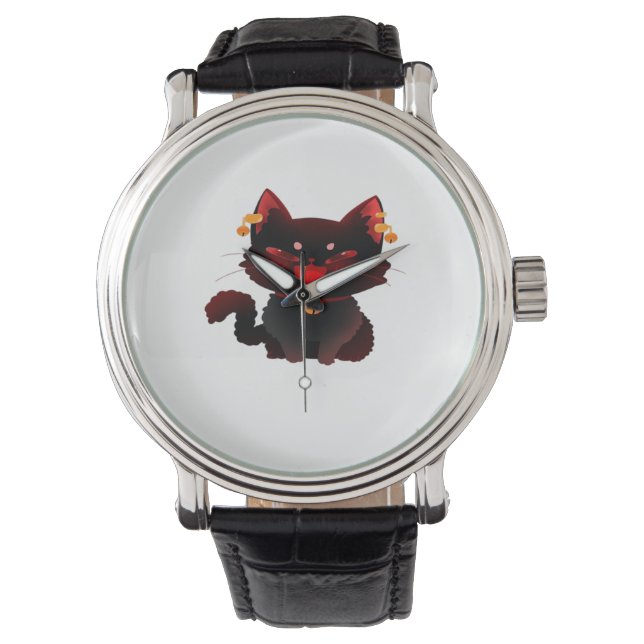 Montre Chat noir Éffrayant avec cloches Classic T-Shirt (devant)
