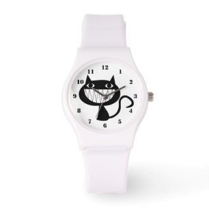 MONTRE CHAT NOIR ET BLANC FUNNY AVEC NUMÉRO
