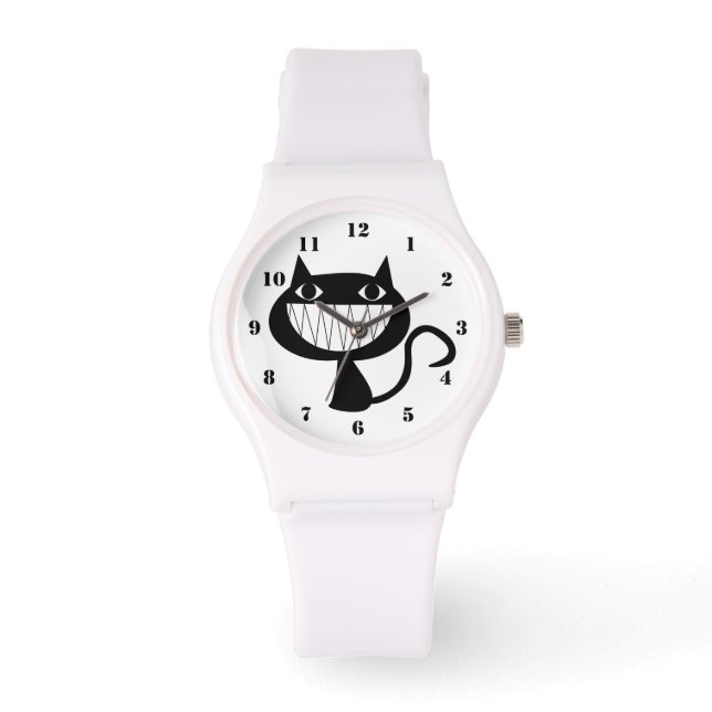 MONTRE CHAT NOIR ET BLANC FUNNY AVEC NUMÉRO (Recto)