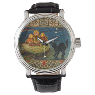 Montre Chat noir vintage Halloween Citrouille