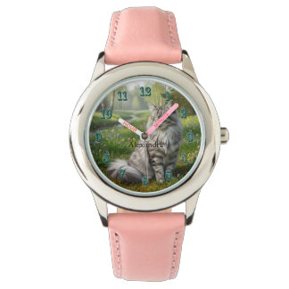 Montre Chat norvégien personnalisé dans la prairie