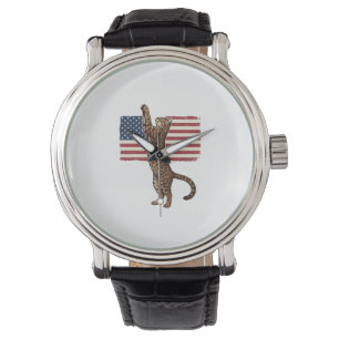 Montre Chat patriotique Drapeau américain Design vectorie