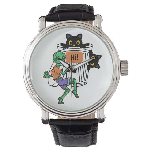 Montre Chat Peureux Halloween (devant)