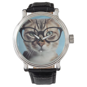 Montre Chat Portant des lunettes
