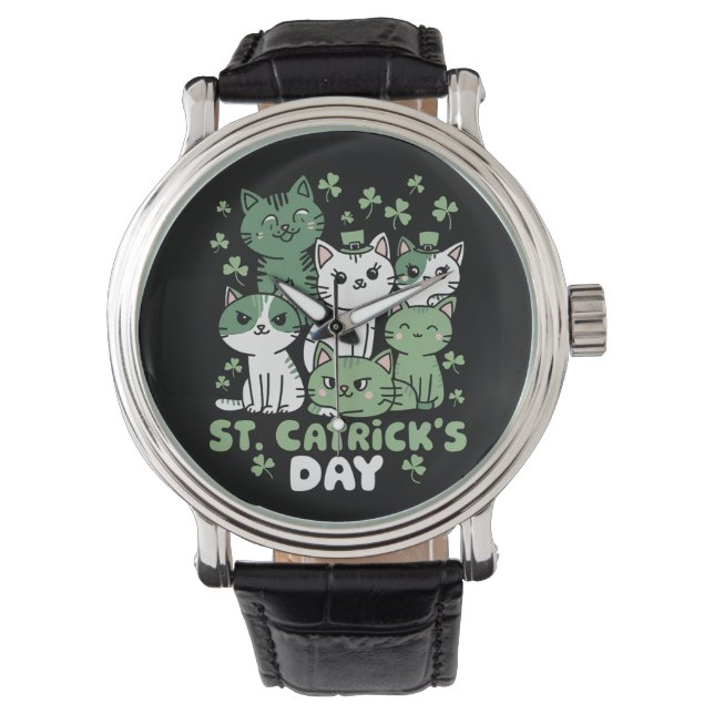 Montre Chat St Patrick's Day Drôle Catrick's Day (devant)