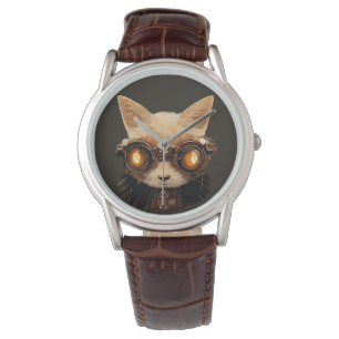 Montre Chat Steampunk Gothique Retro Kitty Portrait