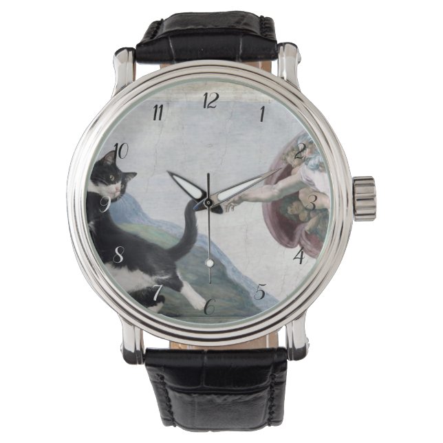 Montre Chat Tuxedo touchant la patte divine (devant)