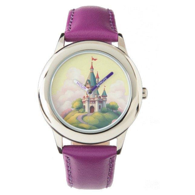 Montre Château fantaisiste avec jardin vert (devant)