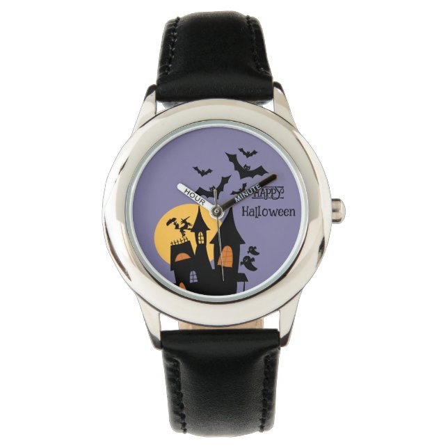 Montre Château hanté, effrayant, Joyeux Halloween (devant)