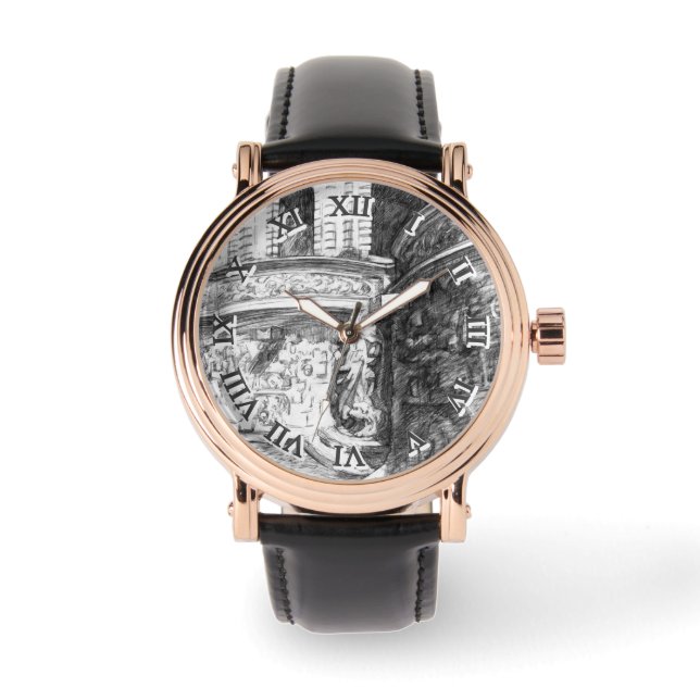 Montre Château pencilart Monochrome noir & blanc (Recto)