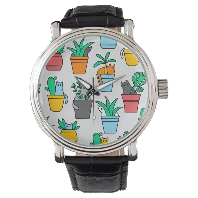 Montre Chats dans les pots à fleurs (devant)