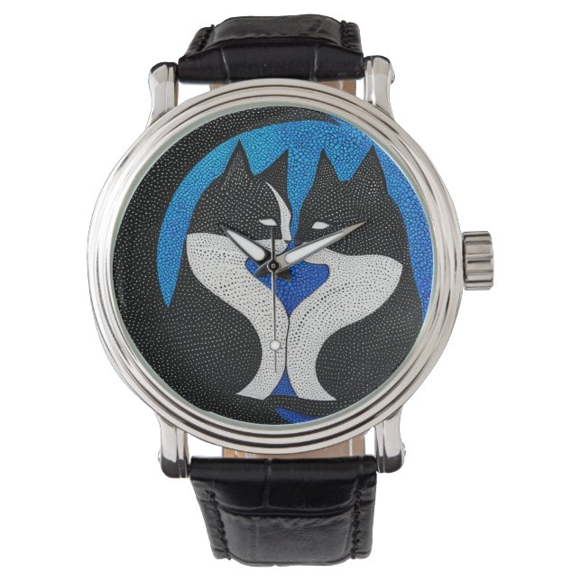 Montre Chats noirs et blancs (devant)
