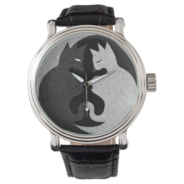 Montre Chats noirs et blancs (devant)