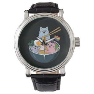 Montre Chats Ramen Arc-en-ciel LGBTQ Gay Lesbienne Fierté