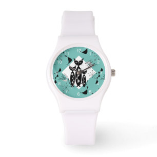Montre Chats rétro du milieu du siècle moderne Motif