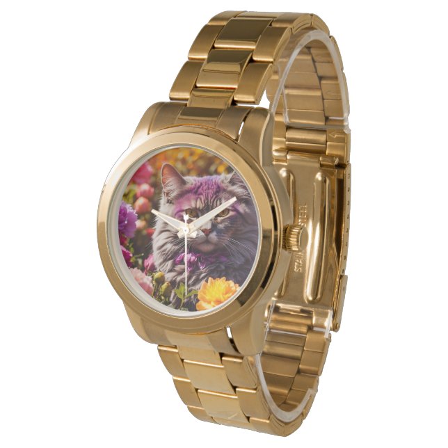 Montre Chatte chatte stylish pour les amoureux du chat (Incliné)