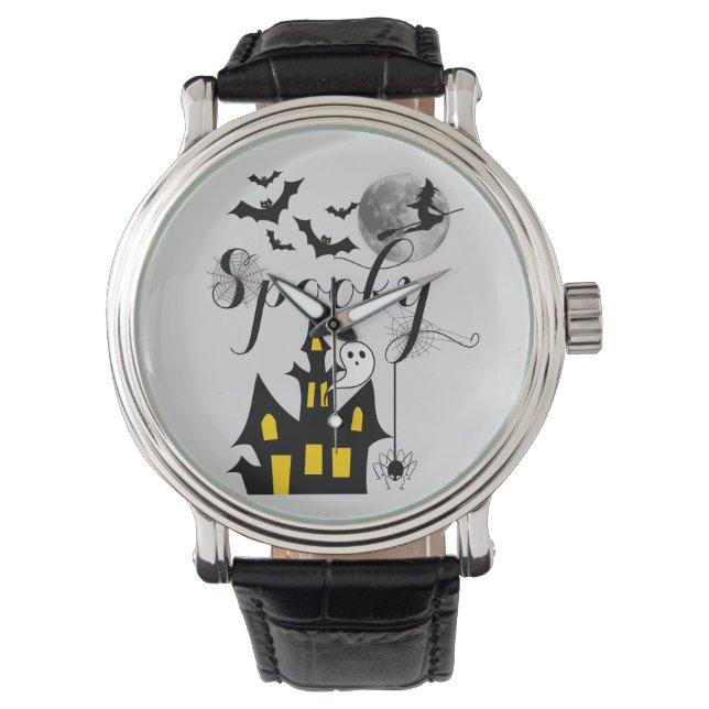 Montre Chauve-souris Éffrayante d'Halloween maison hantée (devant)
