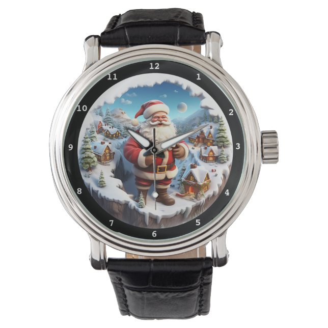 Montre Cheerful Santa Snowy Village (devant)