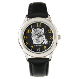 Montre Cheetah yeux noirs et blancs