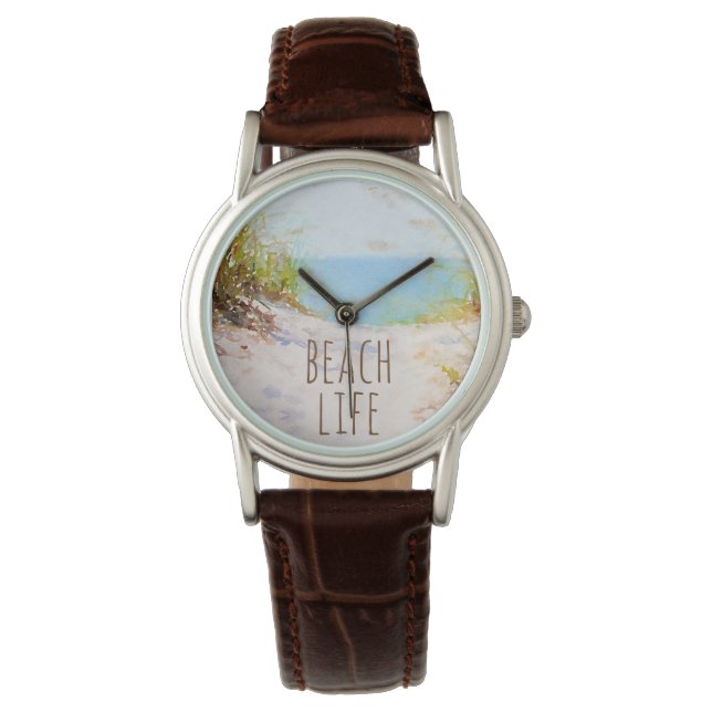 Montre Chemin de plage à l'aquarelle Vie de plage (devant)