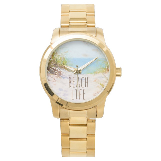 Montre Chemin de plage à l'aquarelle Vie de plage (devant)