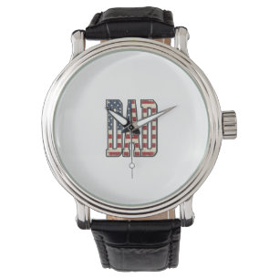 Montre Chemise à lettrage de drapeau de papa patriotique