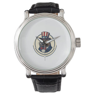 Montre Chemise à motif de gravure vintage de marmotte pat