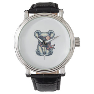 Montre Chemise à motif de koala patriotique gravure vinta