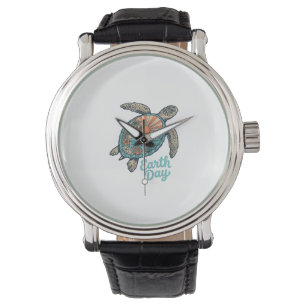 Montre Chemise de conception de gravure vintage de tortue