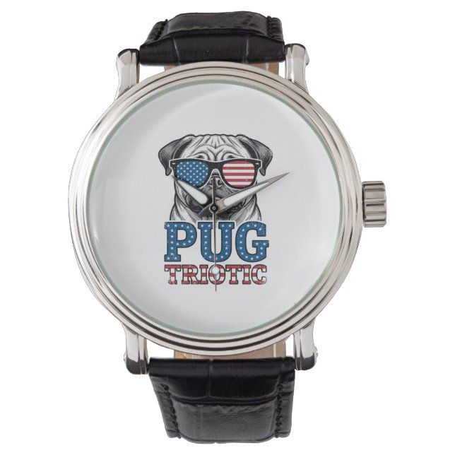 Montre Chemise de conception de pug patriotique gravure v (devant)