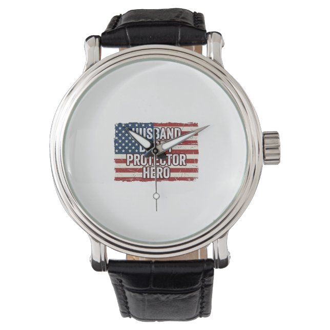 Montre Chemise de drapeau de héros protecteur mari papa p (devant)