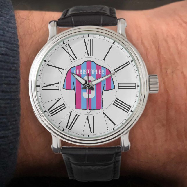 Montre Chemise de football Claret & Blue avec chiffres ro (Créateur téléchargé)