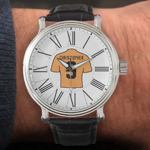 Montre Chemise de football orange avec chiffres romains.