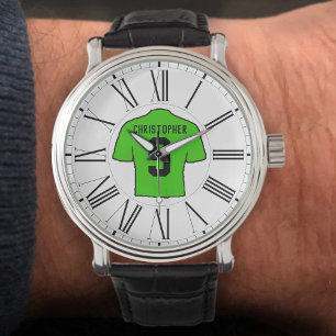 Montre Chemise de football verte avec chiffres romains.