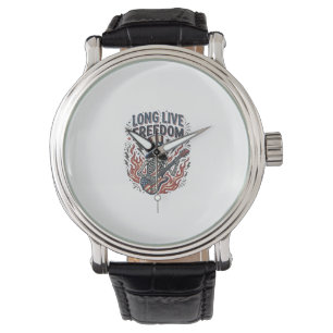 Montre Chemise de rockeur squelette patriotique Vive la l