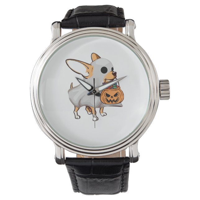 Montre Chemise Halloween du Citrouille fantôme du Chihuah (devant)
