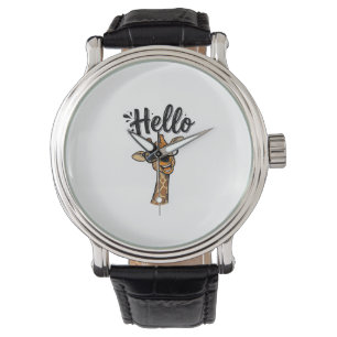 Montre Chemise Hello Giraffe Gravure Vintage Animal Migno