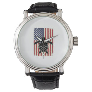 Montre Chemise patriotique vintage tortue marine drapeau