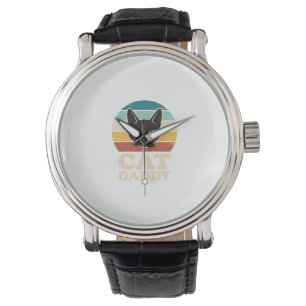 Montre Chemise Rétro Crépuscule Chat Papa Noir Chat Vinta