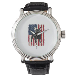 Montre Chemise vintage drapeau patriotique Bouledogue fra