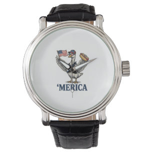 Montre Chemise Vintage Patriotic Goose 'Merica Hot Dog De