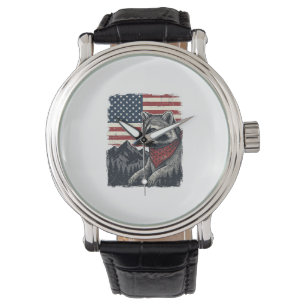 Montre Chemise vintage patriotique Raccoon Mountain Flag