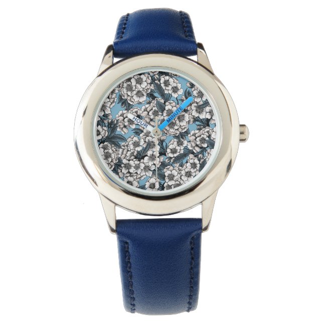 Montre Cherry blossom in white and blue (devant)