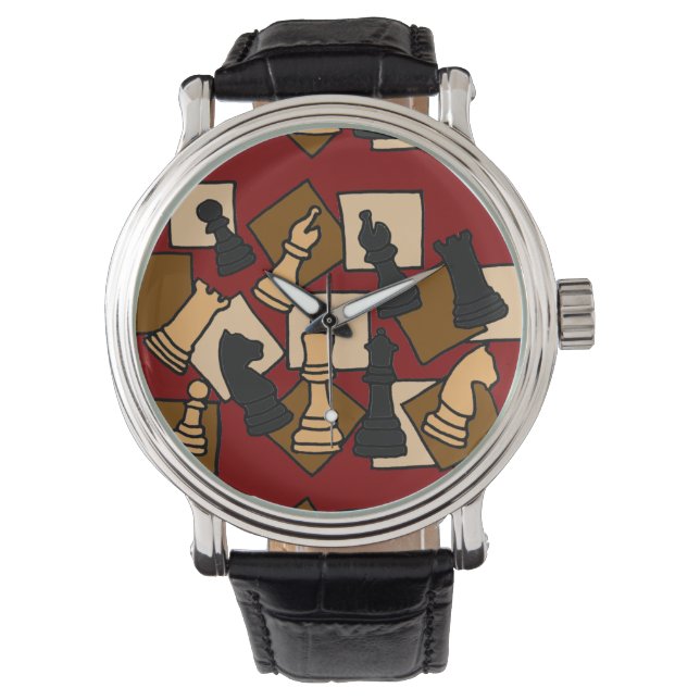 Montre Chess Art Abstrait Wristwatch (devant)
