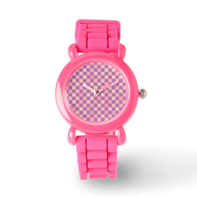 Montre chess pink pattern hour (Recto)